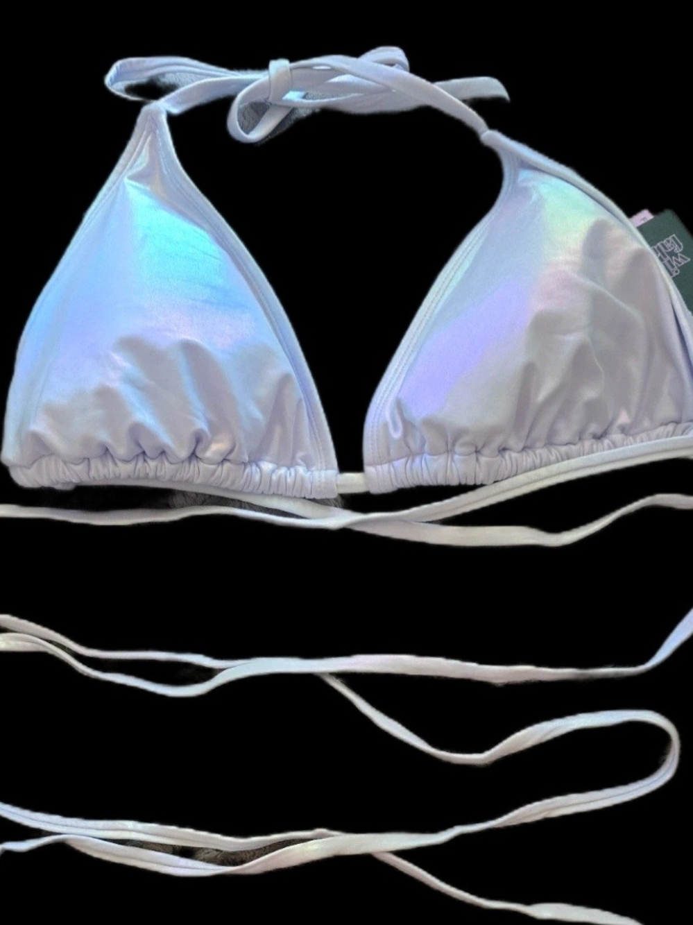 wild fable White Iridescent Triangle Bikini Top